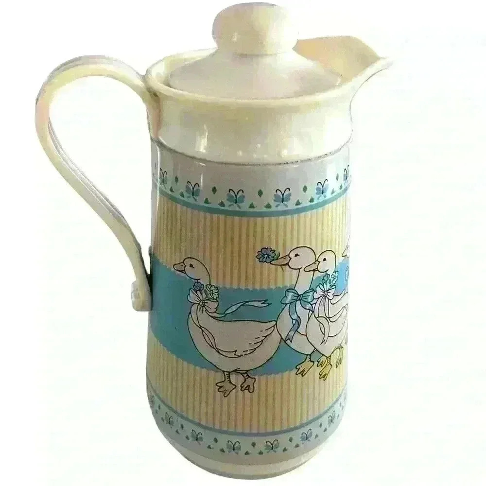 Retro 80s Vintage Ribbon  Geese Thermal Carafe Good Used Condition